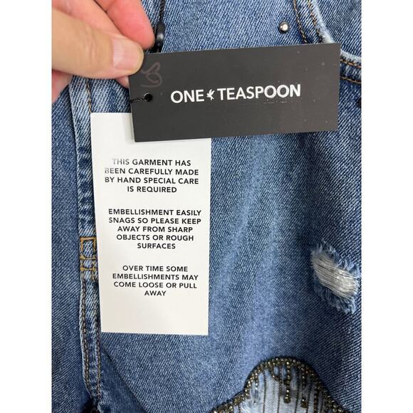 Anthropologie One Teaspoon Razzle Dazzle Truckers Mid Waist Relaxed Shorts NWT - Picture 7 of 12